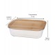 Porta Mantimento 640ml 17cm Comprimento Por 12,5cm Largura Retangular Em Vidro Borossilicato Com Tampa Bambu
